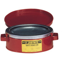 Justrite Bench Cans, 4 7/8" x 5 1/2", 2Lb-Spring-loaded, perforated plated steel dasher plate