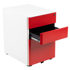 Flash Furniture Modern 3-Drawer Mobile Locking Filing Cabinet with Anti-Tilt Mechanism & Letter/Legal Drawer - White/Red-File drawer with filing conversion bar - file letter, legal, A4, F4