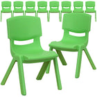 Flash Furniture Green Plastic Stackable School Chair with 10.5" Seat Height - 10 Pack-154 lb. Static Load Capacity