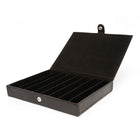 Ashlin Avellino Eight-Pen Box with Flap and Button – Black-Designed to hold 8 medium-wide barrel pens (or slim cigars)