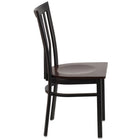 Flash Furniture HERCULES Series Black School House Back Metal Restaurant Chair - Walnut Wood Seat - 2 Pack-Walnut Finished Wood Seat