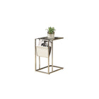 Monarch Specialties 3034 Accent Table - White/Chrome Metal With A Magazine Rack-Includes a practical leather look magazine holder in an easy-grab spot