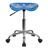 Flash Furniture Vibrant Bright Blue Tractor Seat & Chrome Stool-Tractor Style Stool
