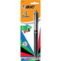 BIC 4-Color Grip Ballpoint Pen Retractable - 1.0mm-Push down buttons match ink colour
