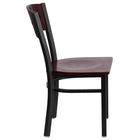 Flash Furniture HERCULES Series Black 4 Square Back Metal Restaurant Chair - Mahogany Wood Back & Seat - 2 Pack-Mahogany Finished Wood Seat