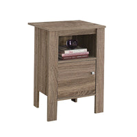 Monarch Specialties 2136 Accent Table - Dark Taupe Night Stand With Storage-Dark Taupe+Particle Board, Laminate