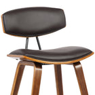 Armen Living Fox 26" Mid-Century Counter-Height Bar Stool - Brown-Sturdy walnut wood finished construction is brilliantly accented by sleek faux leather upholstery