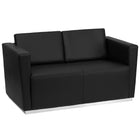 Flash Furniture HERCULES Trinity Series Contemporary Black LeatherSoft Loveseat with Stainless Steel Base-Contemporary Style