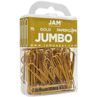 JAM Paper Coloured Jumbo Paper Clips, Large, Gold Paperclips, 3 Packs of 75, 225 Total (21832060b)-3