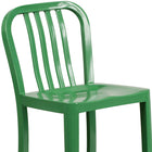 Flash Furniture Commercial Grade 24" High Green Metal Indoor-Outdoor Counter Height Stool with Vertical Slat Back - 2 Pack-Galvanized Steel Construction