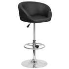 Flash Furniture Contemporary Black Vinyl Adjustable Height Barstool with Barrel Back & Chrome Base-Rounded Low Back Design