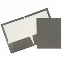 JAM Paper Glossy 2-Pocket Presentation Folders, Grey, 50 Pack (31225352c)-Grey