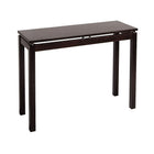 Winsome Linea Console/Hall Table With Chrome Accents, Espresso-This stylish console table is an ideal accent piece for any room.  Its long, flat surface is perfect for displaying photos or complementing an over crowded desk.  Dark Espresso with Chrome Accents.