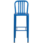 Flash Furniture 30" High Blue Metal Indoor-Outdoor Barstool with Vertical Slat Back-Industrial Style Modern Barstool