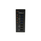 StarTech  Concentrateur USB 3.0 à 4 ports et 3 ports de chargement USB (2x 1 A/1x 2 A), boitier en métal pour fixer au mur-Connectez et déconnectez facilement les appareils grâce aux ports verticaux accessibles