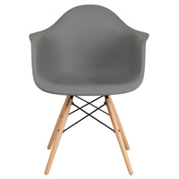 Flash Furniture - Chaise en plastique gris Moss de la série Alonza avec pieds de bois-Chaise d'appoint latérale