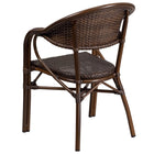 Flash Furniture Milano Series Bark Brown Rattan Restaurant Patio Chair with Bamboo-Aluminum Frame-Bark Brown Rattan Back and Seat