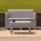 Flash Furniture - Causeuse en fausse rotin gris clair avec coussin gris clair tout temps-Coussins en mousse dense