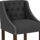 Flash Furniture Carmel 24"H Transitional Tufted Walnut Counter Height Stool with Accent Nail Trim - Charcoal Fabric - 2 Pack-Padded Seat with CAL 117 Fire Retardant Foam