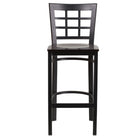 Flash Furniture HERCULES Series Black Window Back Metal Restaurant Barstool - Walnut Wood Seat - 2 Pack-Set of 2 Metal Dining Bar Stools