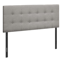Monarch Specialties 6003F Full Size Headboard - Grey Linen-Button-tufted upholstered headboard in a grey linen-look fabric