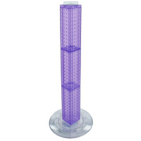 Azar Displays 36" x 4" x 4" 4-Sided Revolving Pegboard Counter Display, Purple Translucent (700223-PUR)-Interlocking four-sided pegboard tower and 14-1/2" diameter revolving clear plastic base