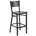 Flash Furniture HERCULES Series Black Grid Back Metal Restaurant Barstool - Walnut Wood Seat-500 lb. Weight Capacity