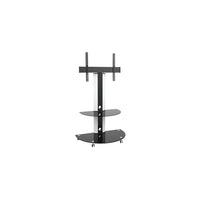TygerClaw Superior TV Cart with Glossy Glass Base and AV Componet Shelf-Special Swivel Ability: supports flexible viewing angle and enough space for maintenance