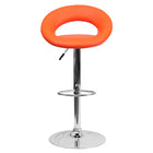 Flash Furniture 21 1/2" x 21 1/2" Vinyl Round Back Adjustable Bar Stool W/Chrome Base, Orange, 2 Pack-Height Adjustable Seat with Gas Lift
