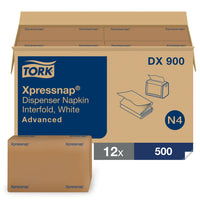 Tork Advanced Xpressnap Interfold Dispenser Napkins - White - 12 Pack-Ideal for high-traffic establishments that care about cost in use