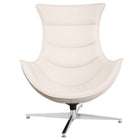 Flash Furniture Melrose Leather Swivel Cocoon Chair - White-Lounge Chair