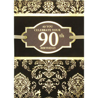 Rosedale Greeting Card, Birthday Age 90, Masculine-Printed on premium coated card stock