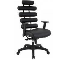 Plata Import Moonlight Office Chair Faux Leather High Back With Synthetic Leather Cushions - Black-Faux Leather cushion rolls along back in Black