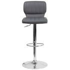 Flash Furniture Contemporary Grey Vinyl Adjustable Height Barstool with Vertical Stitch Back & Chrome Base - 2 Pack-Set of 2 Contemporary Style Stools