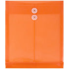 JAM Paper Plastic Envelopes, Button and String Tie Closure, Letter Open End, 9.75 x 11.75, Orange Poly, 12 Pack (1221560)-Bright orange
