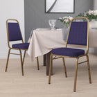Flash Furniture HERCULES Series Trapezoidal Back Stacking Banquet Chairs with Navy Patterned Fabric & Gold Frame - 4 Pack-Seamless Back Panel