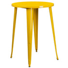 30'' Round Yellow Metal Indoor-Outdoor Bar Table Set with 2 Vertical Slat Back Barstools [CH-51090BH-2-30VRT-YL-GG]-Yellow Powder Coat Finish