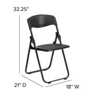 Flash Furniture HERCULES Heavy Duty Black Plastic Folding Chair with Built-in Ganging Brackets-Ganging Bracket attach chairs together