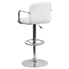 Flash Furniture Contemporary Quilted Vinyl Adjustable Height Barstool with Arms & Chrome Base - White-Quilted Design Covering
