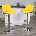 Flash Furniture 18 1/2" x 19" Vinyl Adjustable Height Bar Stool with Chrome Base, Yellow, 2 Pack-Seat Adjusts from Counter to Bar Height