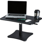 Victor Height Adjustable Laptop Stand with Cup Holder, Black (DC240B)-Heavy-duty gas strut provides fast and easy height adjustment with the pull of a lever