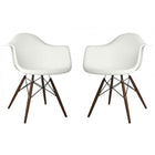 Nicer Furniture - fauteuil de style Eiffel avec pieds en bois naturel - blanc - paquet de 2-Siège moulé en plastique robuste de haute qualité avec une finition mate