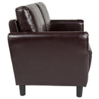 Flash Furniture Candler Park Upholstered Loveseat - Brown Leather-Rounded Upholstered Arms