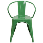Flash Furniture Green Metal Indoor-Outdoor Chair with Arms-Stackable Bistro Style Chair