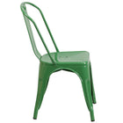 Flash Furniture Chaise empilable intérieure / extérieure en métal vert de qualité commerciale-Dossier courbé avec latte verticale