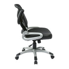 Work Smart Screen Back and Bonded Leather Seat Manager's Chair, Black-Thick padded contoured bonded leather Seat