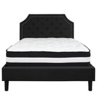 Flash Furniture Brighton Full Size Tufted Upholstered Platform Bed with Pocket Spring Mattress - Black Fabric-Full Platform Bed and Mattress Set