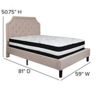 Flash Furniture - Lit à plate-forme Brighton double touffeté et rembourré en tissu beige avec matelas à ressorts ensachés-Rembourrage en tissu beige