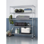TRINITY 5-Tier Wire Shelving Rack with Wheels, Chrome (TBFC-0904)-On feet levelers: 60"W x 24"D x 72"H