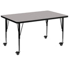 Flash Furniture 36''W x 72''L Rectangular Activity Table, 1.25'' Thick High Pressure Grey Laminate Top, Height Adjustable Legs-Gray/Chrome, Laminate, Steel
